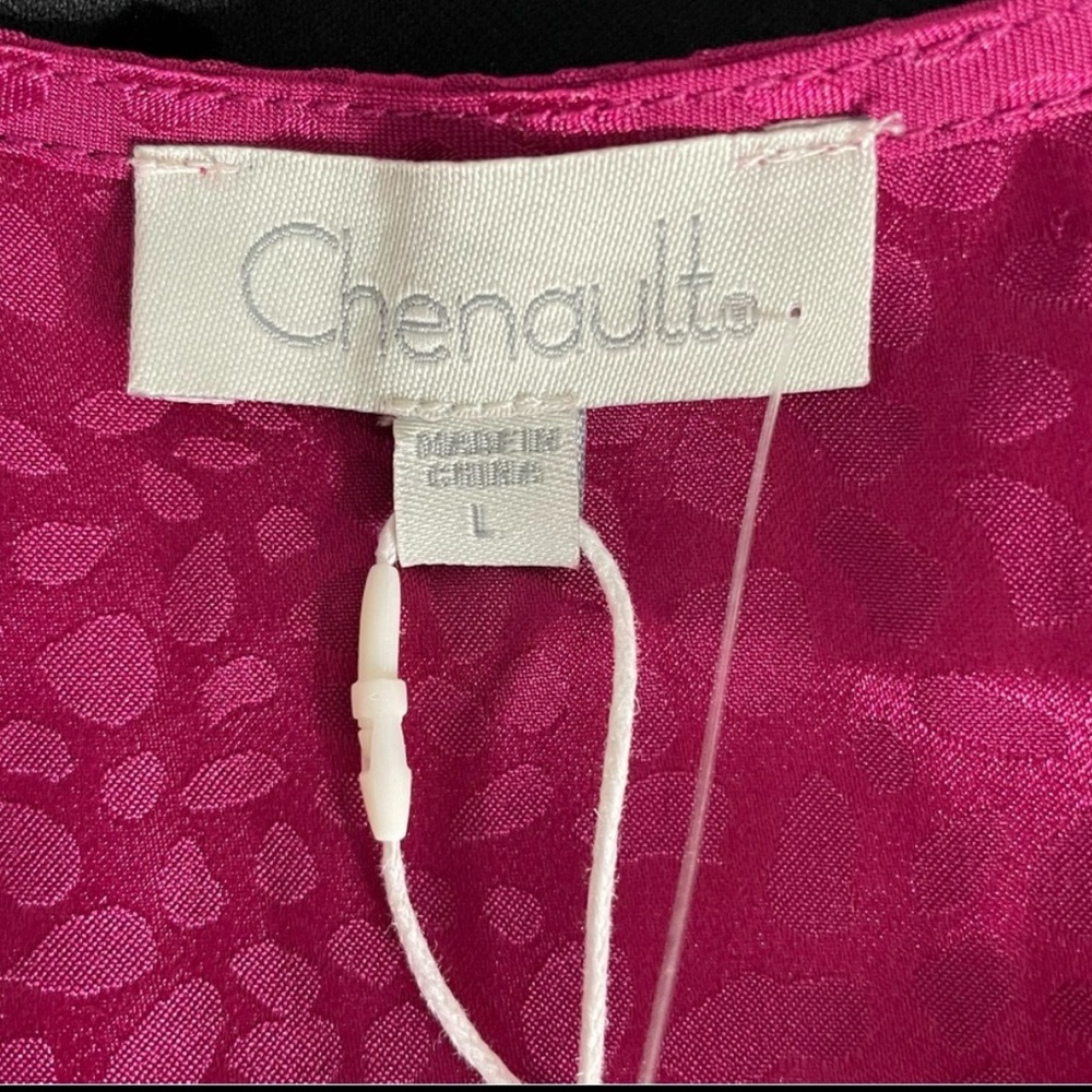 Chenault  Fuchsia Long Sleeve Wrap Blouse Size L - Picture 12 of 13